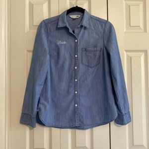 🍀”Bride” Denim Long Sleeve Shirt Old Navy